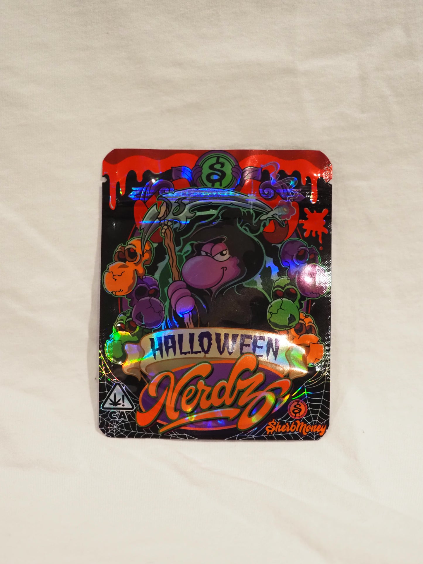 A Halloween Nerds Design Smell-Proof Ziplock Bag (4x6 Inches) - Resealable Odor-Resistant Storage for Herbs, Coffee, and Snacks - 1 piece